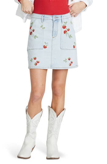 Driftwood Strawberry Fields Denim Miniskirt In Blue
