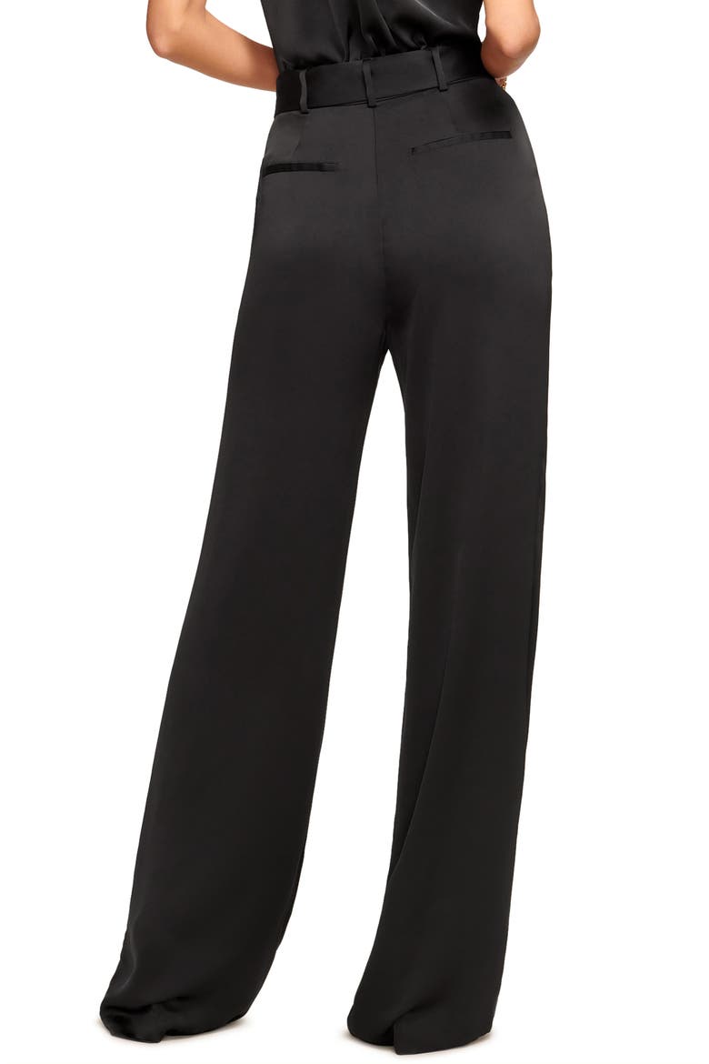 Amaya Belted Satin Pants, Alternate, color, BLACK