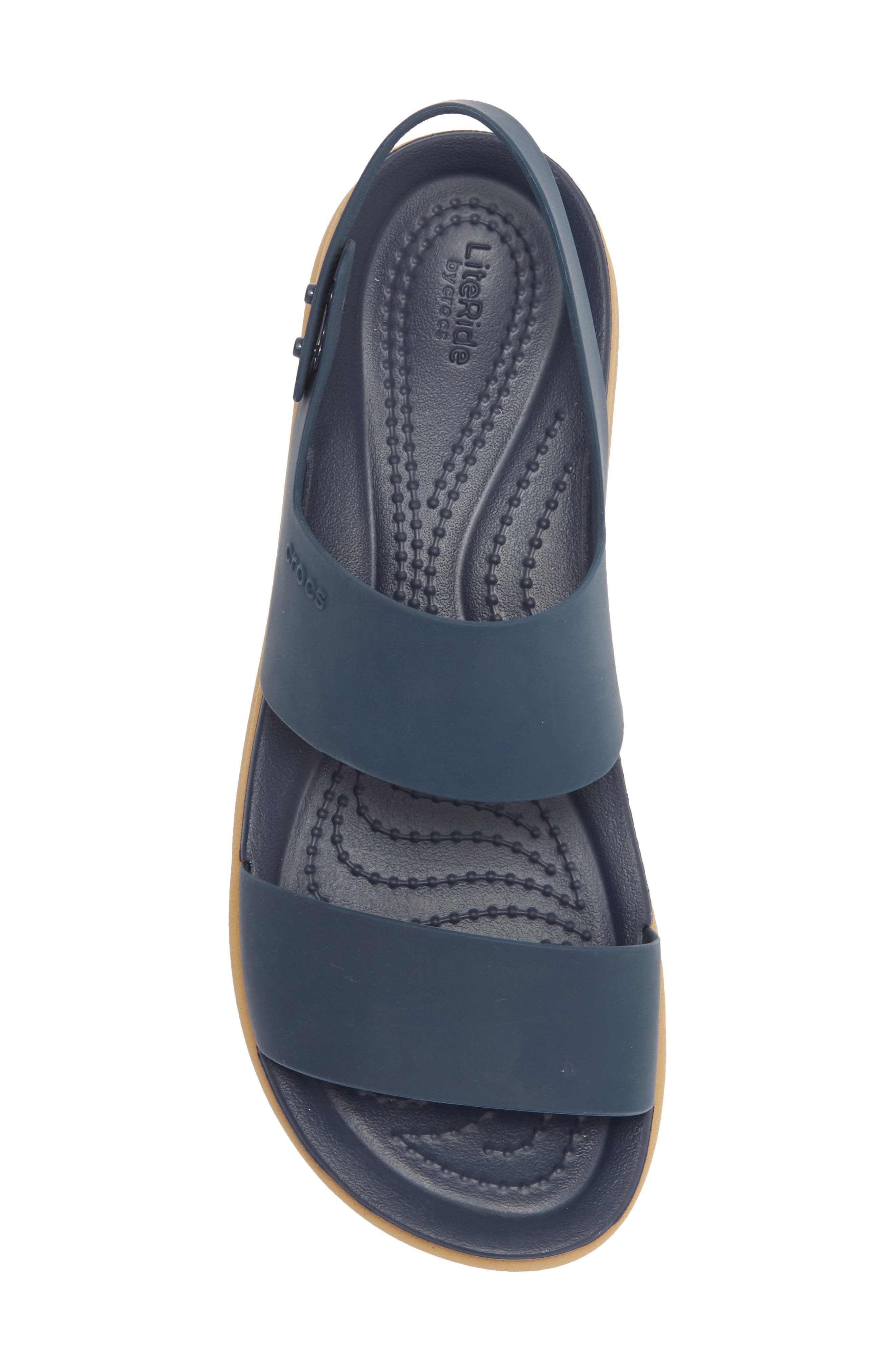 CROCS <sup>™</sup> Brooklyn Wedge Sandal, Alternate, color, Navy/ Tan