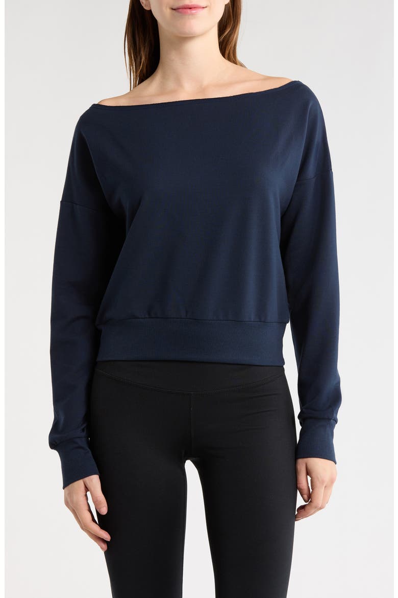 Flashdance Boat Neck Fleece Sweatshirt, Main, color, NAVY BLAZER