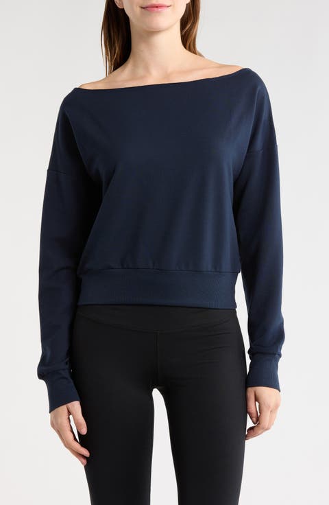 Flashdance Boat Neck Fleece Sweatshirt