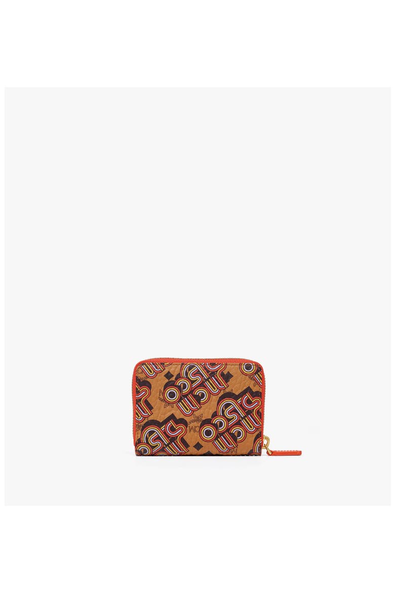Aren Zip Wallet in Disco Visetos, Alternate, color, Cognac