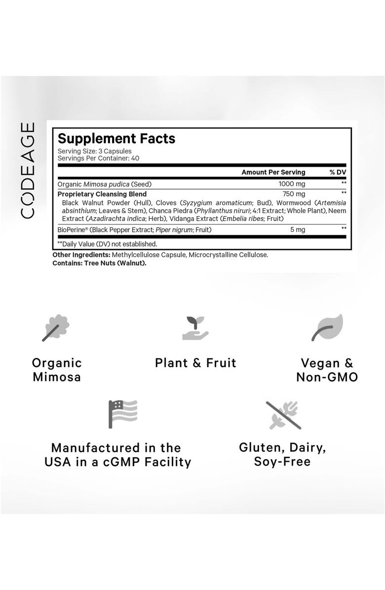 Codeage Organic Mimosa Pudica Seeds Supplement, Alternate, color, White