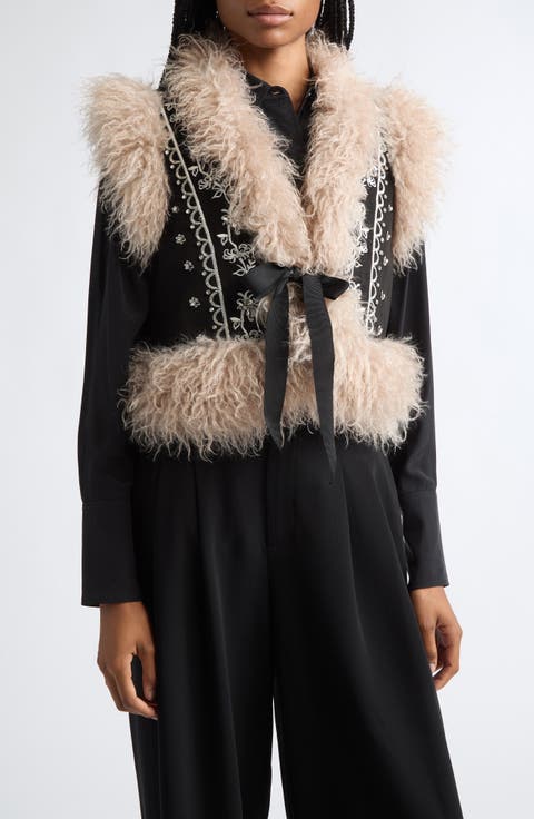 Amaranthe Faux Fur Trim Embroidered Vest