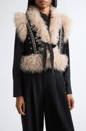 Cinq à Sept Amaranthe Faux Fur Trim Embroidered Vest