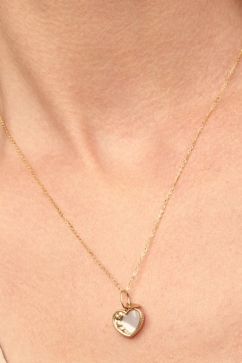14K Gold Heart to Heart Pendant Charm, Alternate, color, Yellow Gold, Mother of Pearl