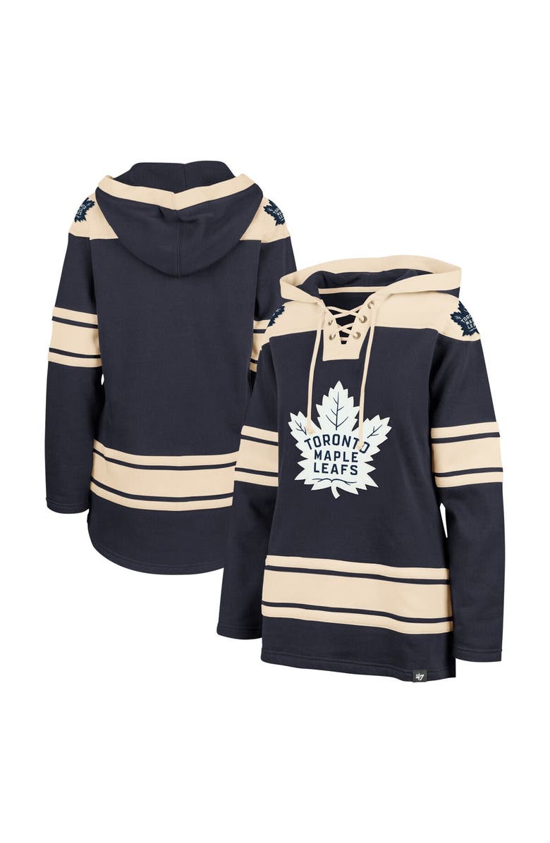 '47 Women's '47  Navy Toronto Maple Leafs Superior Lacer Pullover Hoodie, Alternate, color, 