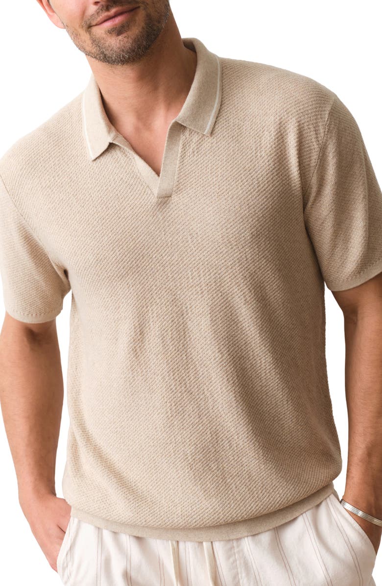 Marine Layer Greyson Short Sleeve Polo Sweater, Main, color, Taupe