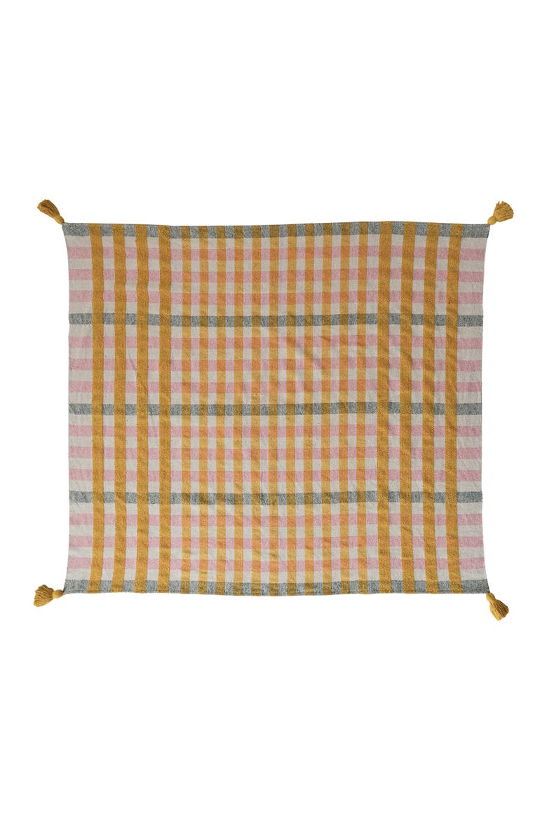 Jacquard Throw with Tassels, Main, color, Orange