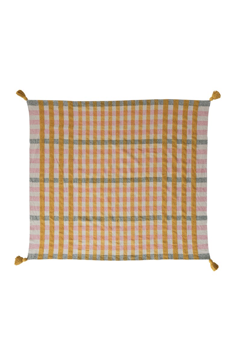 Storied Home Jacquard Throw with Tassels, Main, color, Orange