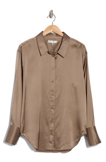 Shop Frame Stretch Silk Button-up Shirt In Cypress