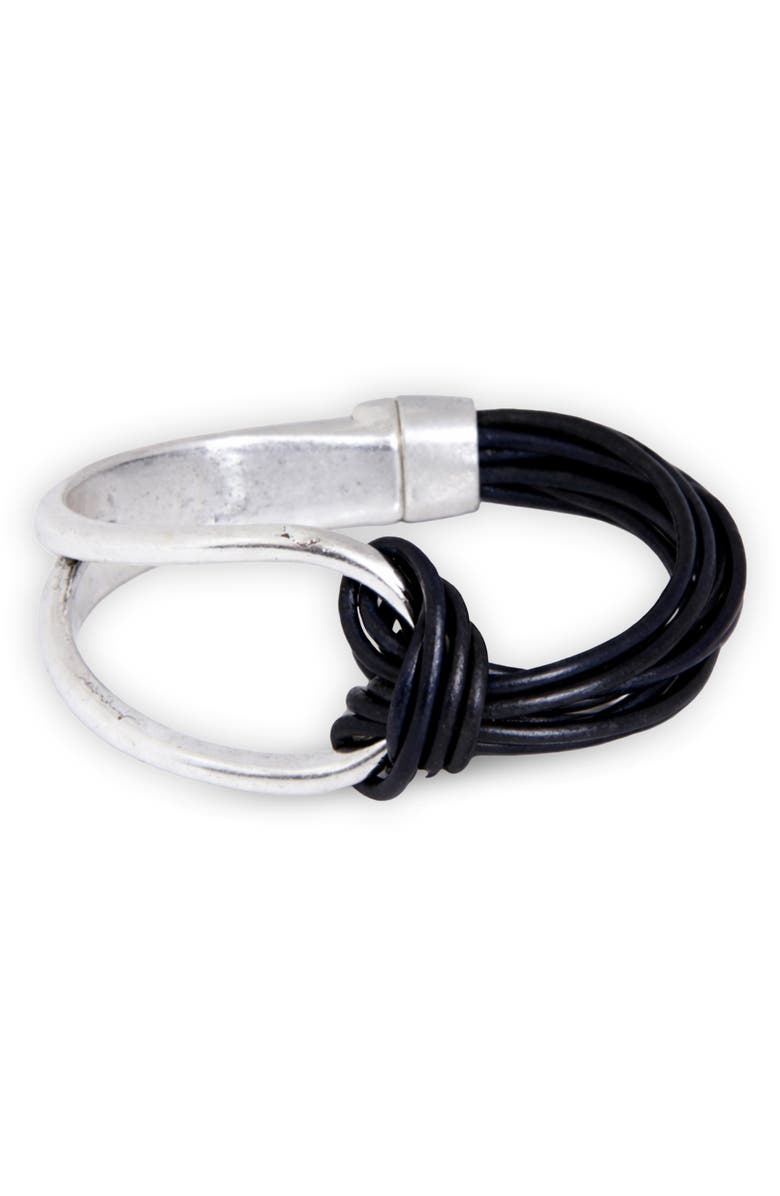 SAACHI Knotted Leather Bracelet, Main, color, 