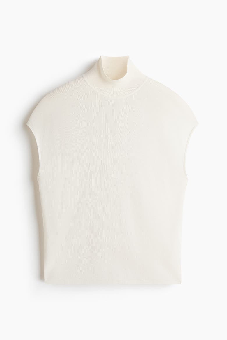 Lyocell-blend Fine-knit Mock Turtleneck Top, Main, color, Cream