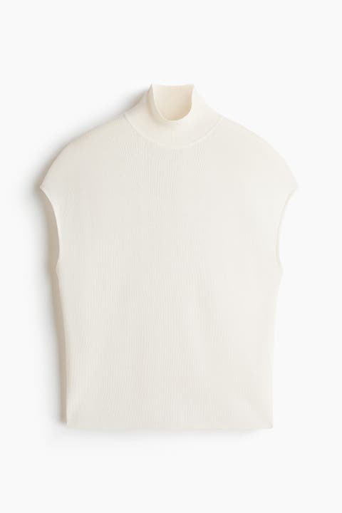 Lyocell-blend Fine-knit Mock Turtleneck Top