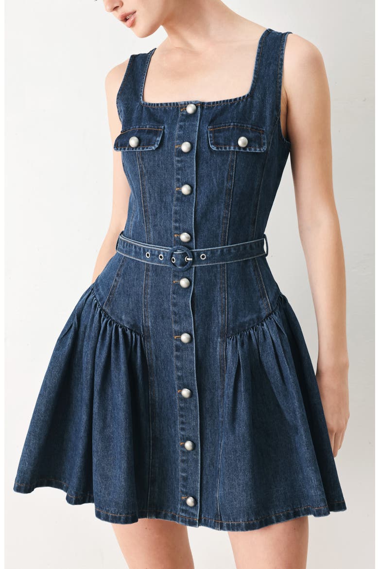 Denim Minidress, Alternate, color, INDIGO