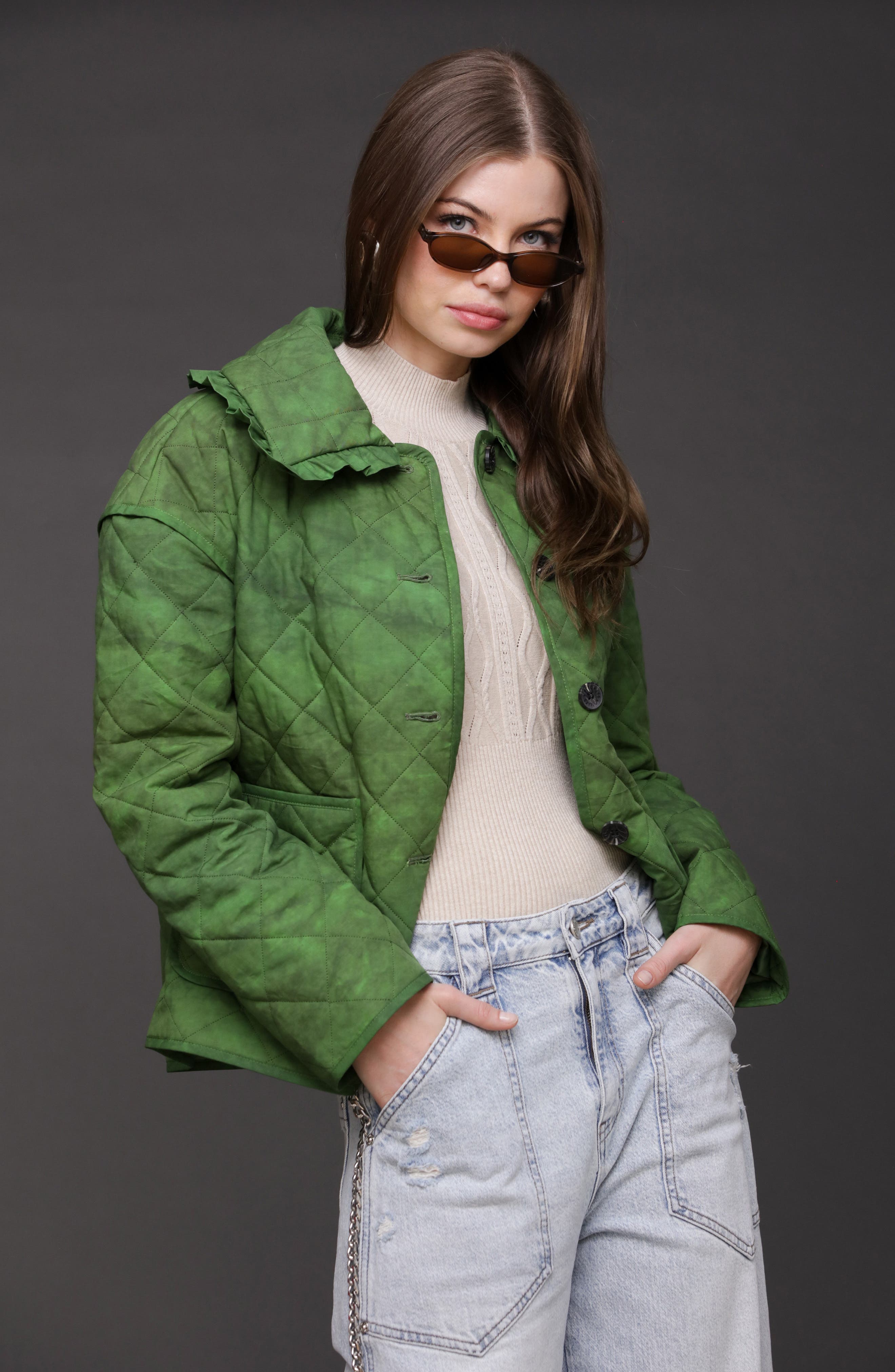 Ruffle Collar Quilted Jacket - image 4