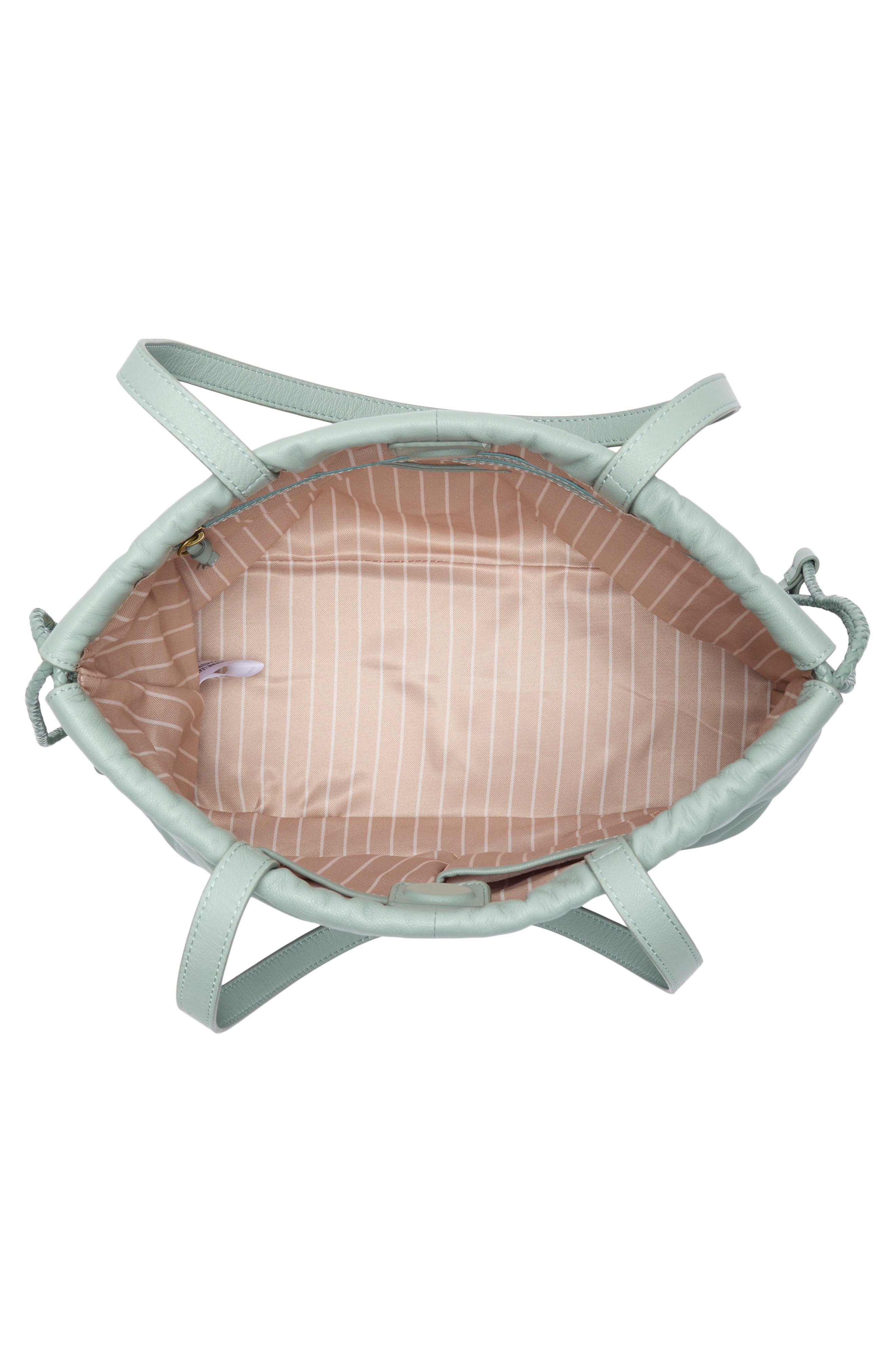 Tily Leather Bucket Tote Bag, Alternate, color, SAGE CRYSTAL GOAT DDM LE