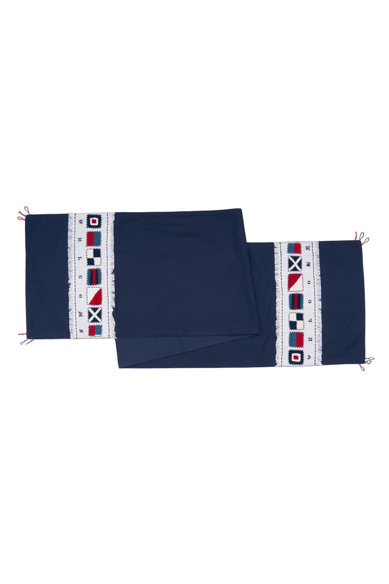 Nautical Flag Table Runner, 14" x 72", Main, color, Blue