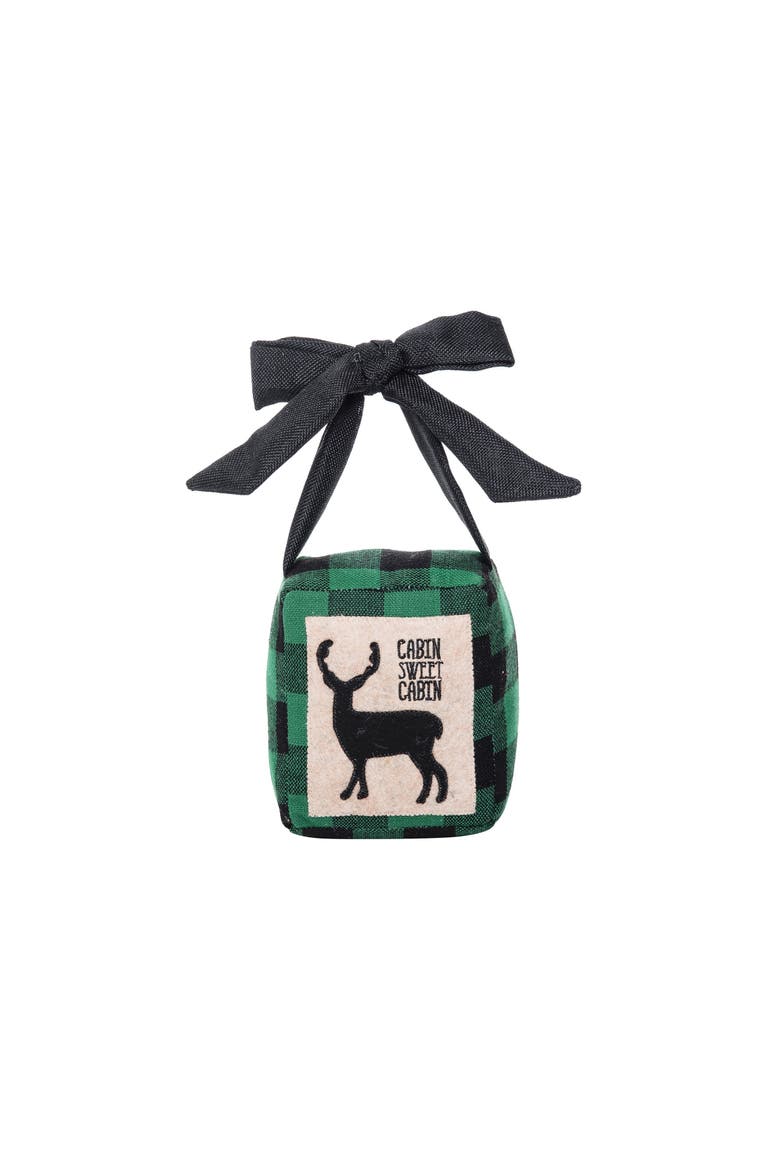 Cabin Sweet Cabin Deer Weighted Christmas Doorstop, Main, color, Green