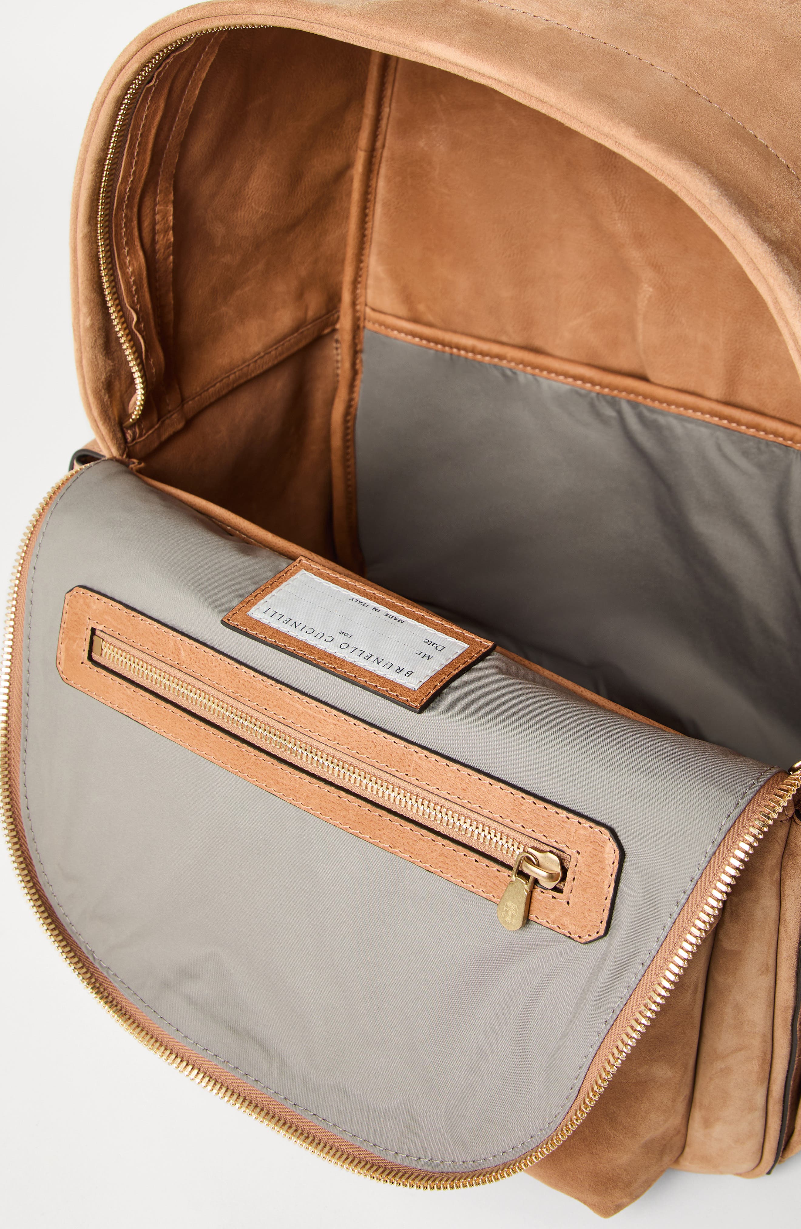 Brunello Cucinelli Reversed calfskin backpack, Alternate, color, 