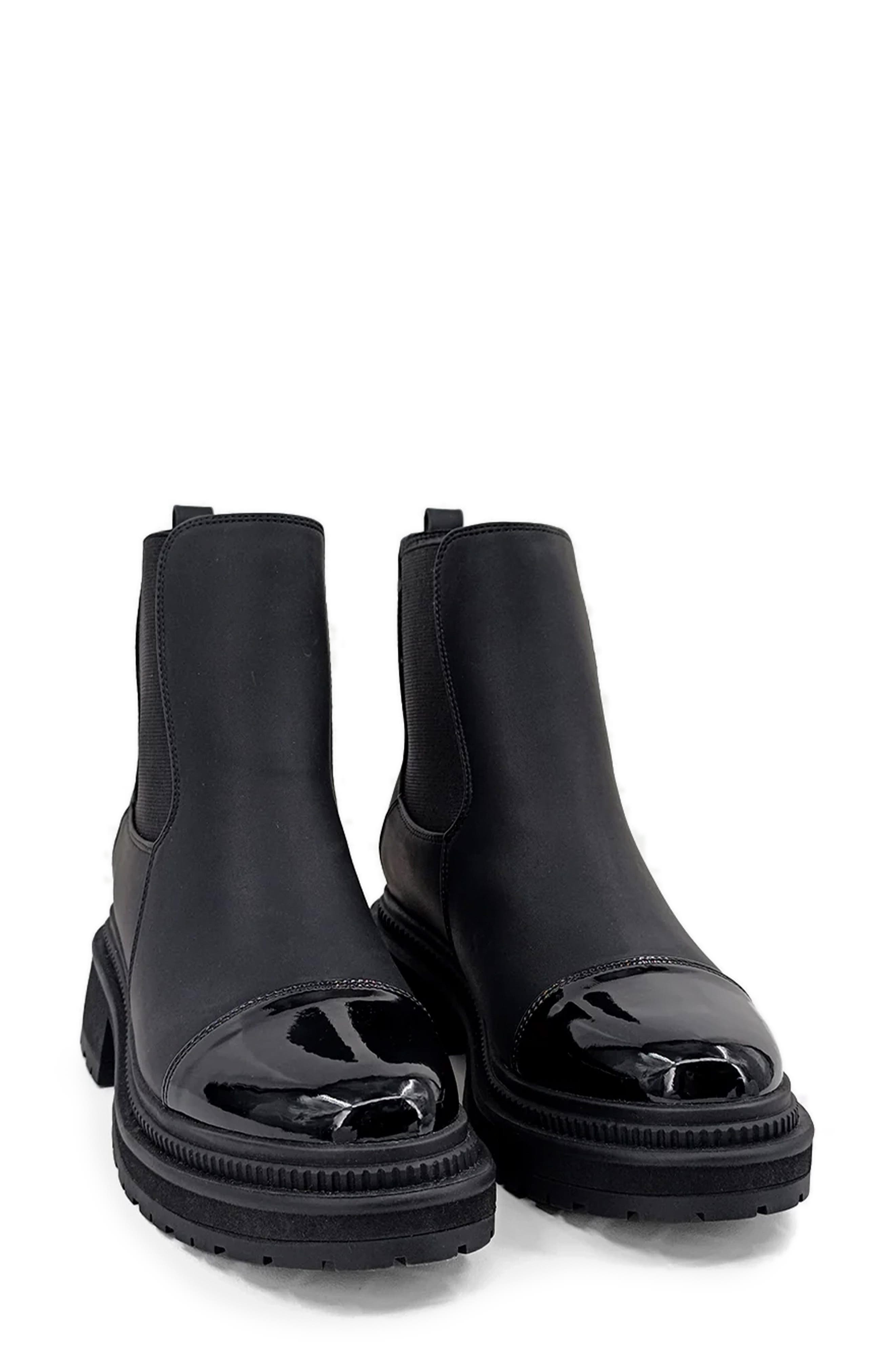 SHUSHOP Zeina Lug Sole Chelsea Boot, Alternate, color, Black
