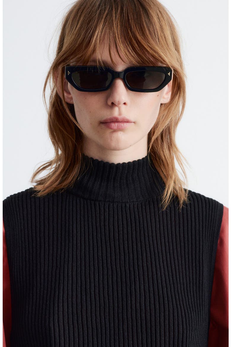Rib Mock Neck Bib Collar, Alternate, color, BLACK DARK