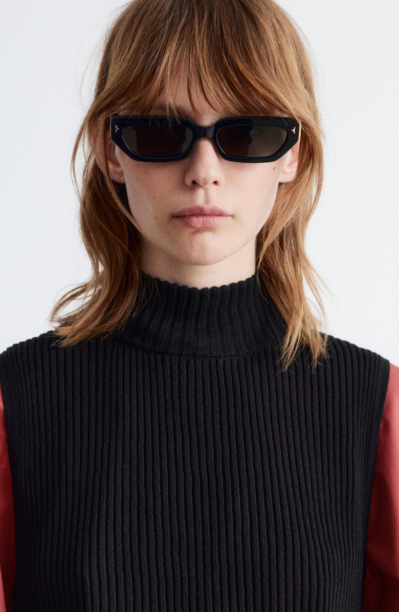 & Other Stories Rib Mock Neck Bib Collar, Alternate, color, Black Dark