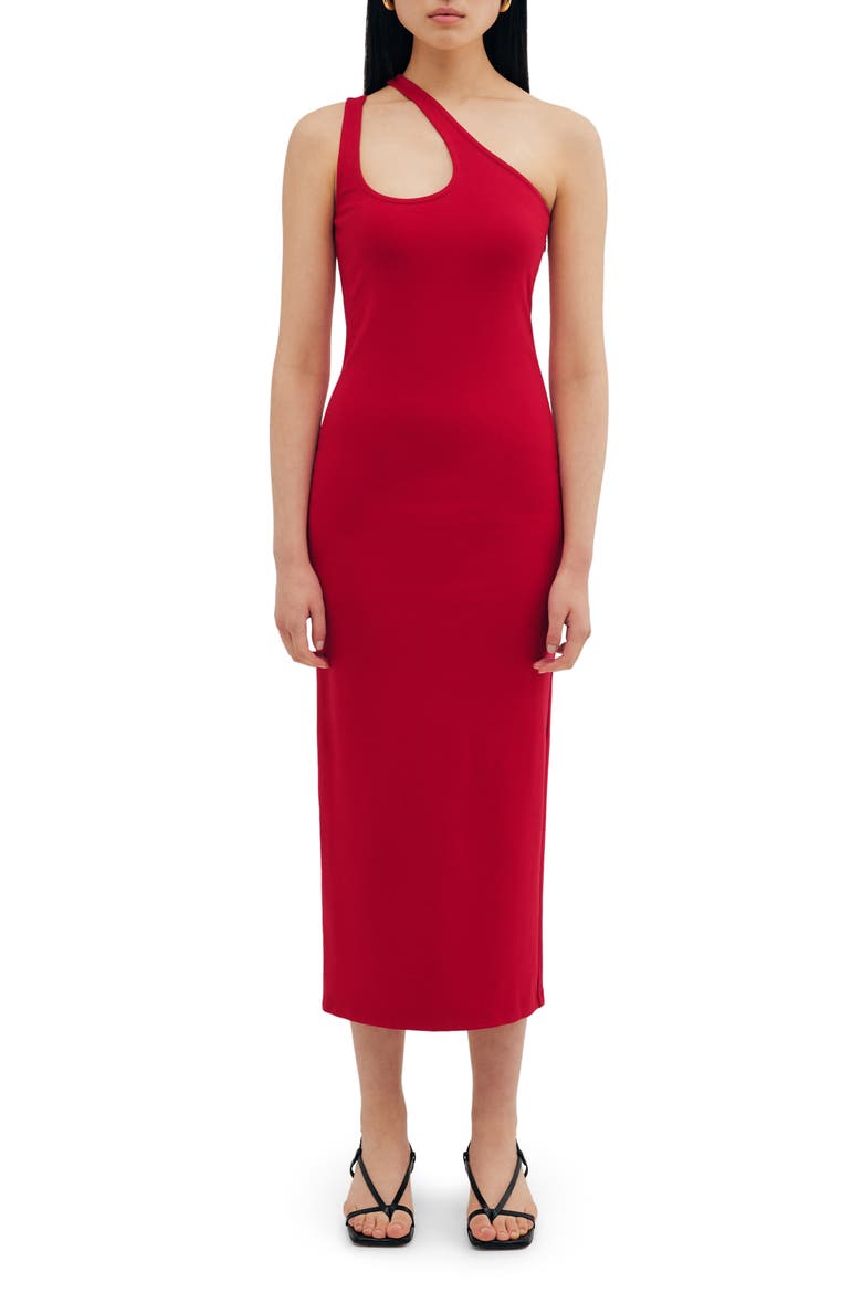 Norwood One-Shoulder Midi Dress, Main, color, RED