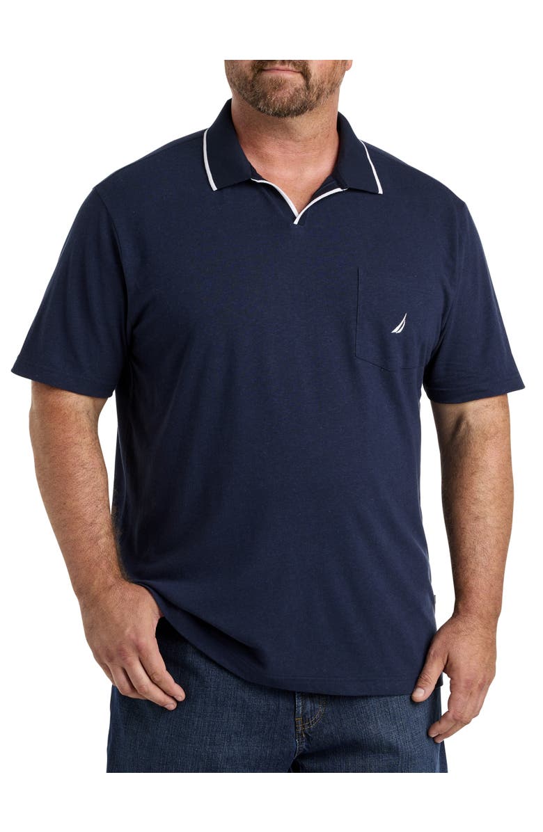 Nautica Big & Tall Split-Collar Polo Shirt, Main, color, Navy Seas