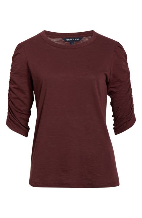 Waldorf Ruched Sleeve Cotton Slub Top