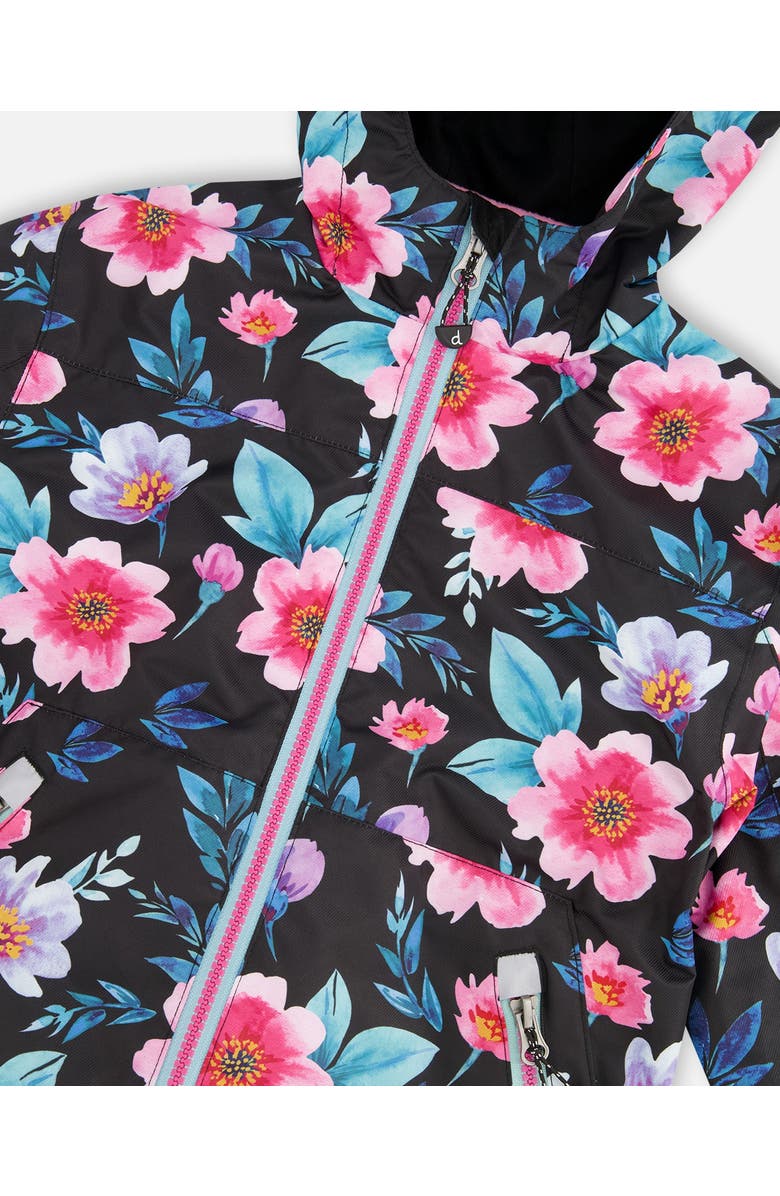 Deux par Deux 3-in-1 Two-Piece Mid-Season Outerwear Set Flowers - Inner Jacket, Alternate, color, Black Floral Print