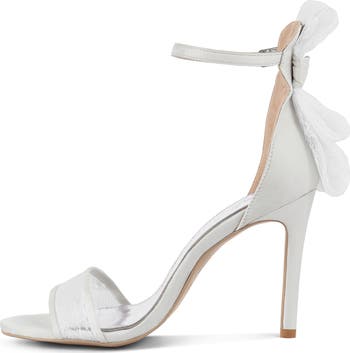 Delancy Lace Bow Satin Stiletto Sandal