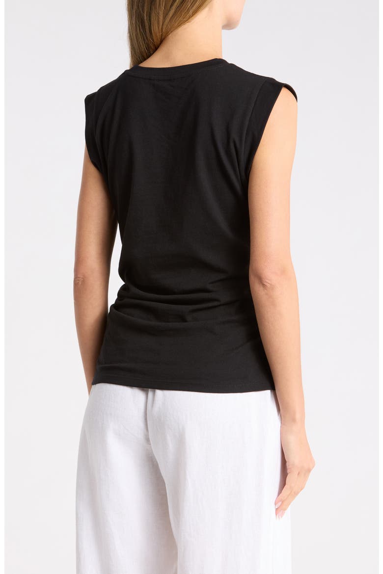 Side Ruched Cotton Blend Tank, Alternate, color, BLACK