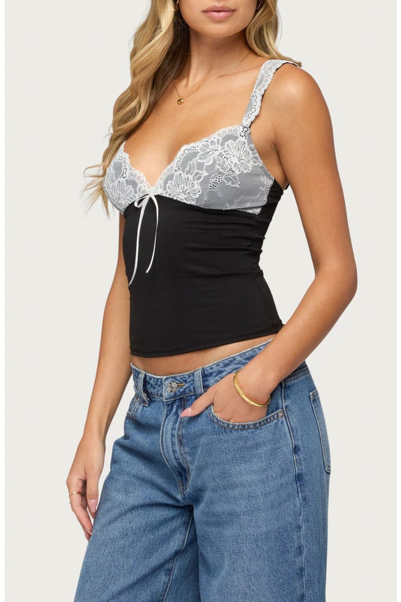 Troya Lace Trim Camisole, Alternate, color, BLACK-AND-WHITE