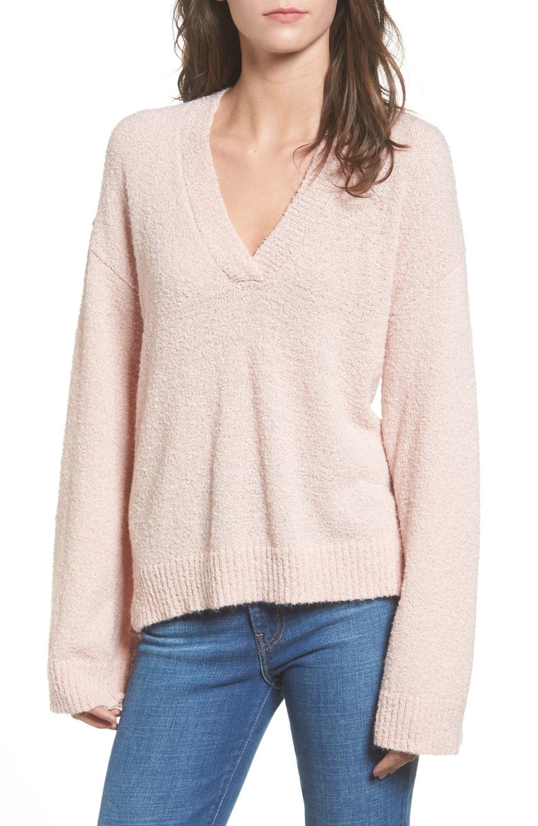 BP. Bouclé V-Neck Sweater, Main, color, 