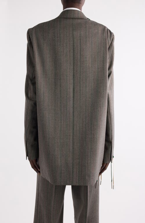 Dries Van Noten Blink Whipstitched Double Breasted Oversize Blazer In Gray