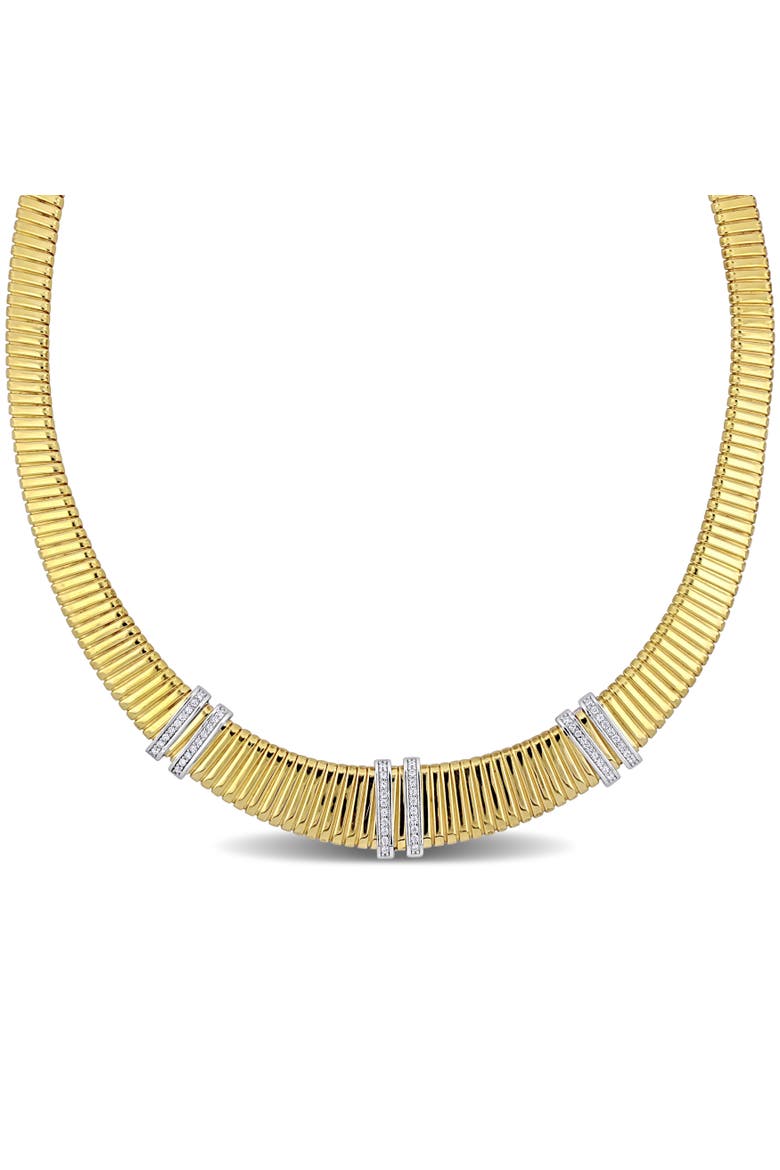 Cubic Zirconia Omega Station Necklace, Main, color, Yellow-Plated
