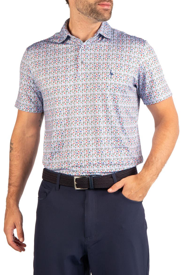 Holiday Happy Hour Performance Polo, Main, color, LIGHT BLUE