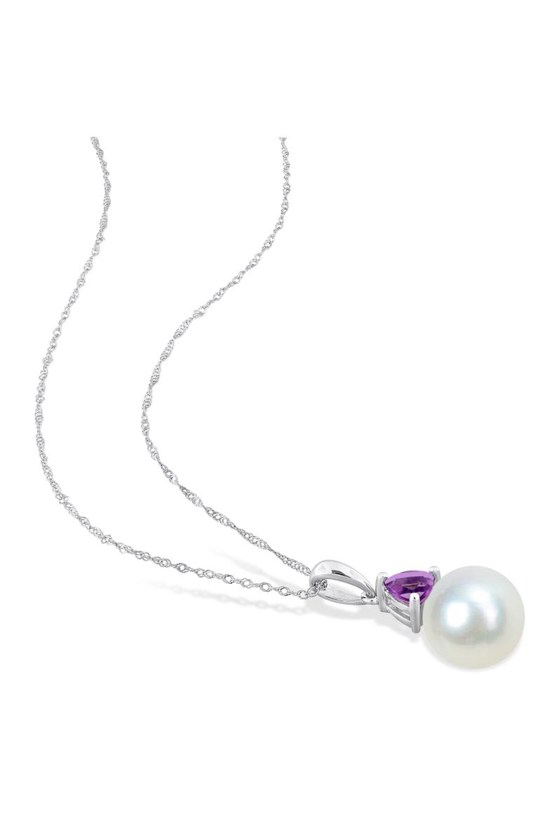 2-Piece Set Pearl Gemstone Necklace & Earrings 10k, Alternate, color, Amethyst