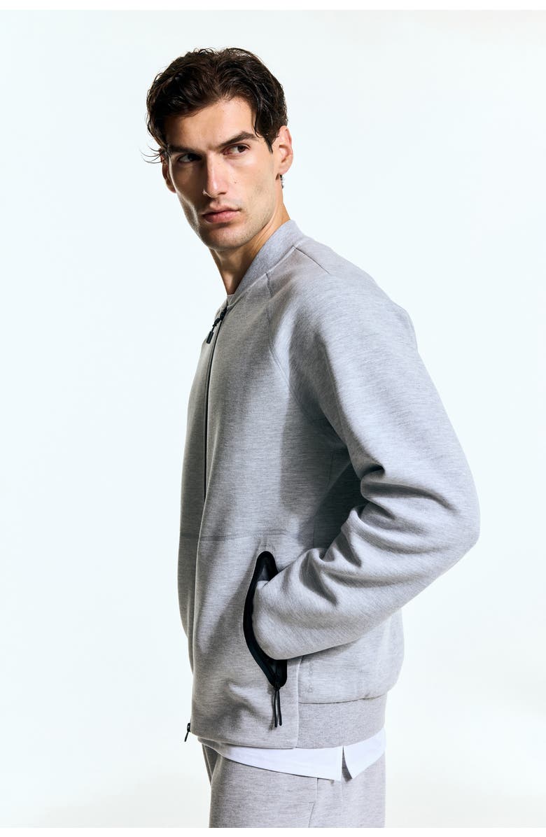 H&M Sports Bomber Jacket With Drymove, Alternate, color, Light Gray Melange