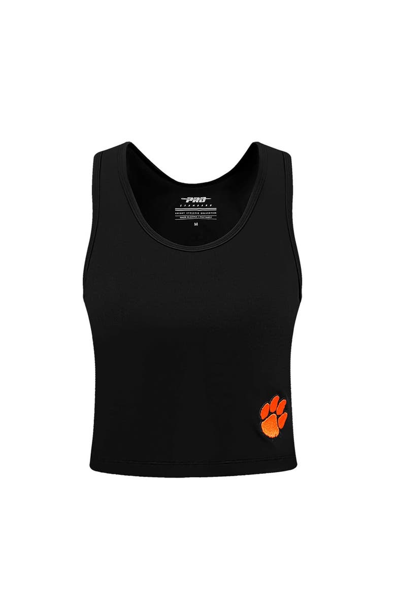 PRO STANDARD Women's Pro Standard Black Clemson Tigers Tonal Neutral Fitted Waist Length Racerback Tank Top, Alternate, color, 