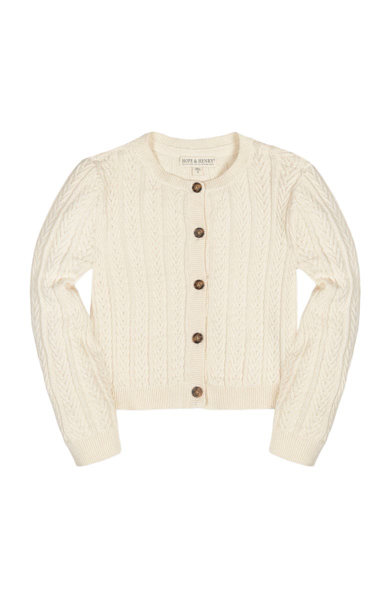 Hope 
Henry Baby Girls
 Organic Chevron Cable Cardigan, Infant, Main, color, Ivory Chevron Cable