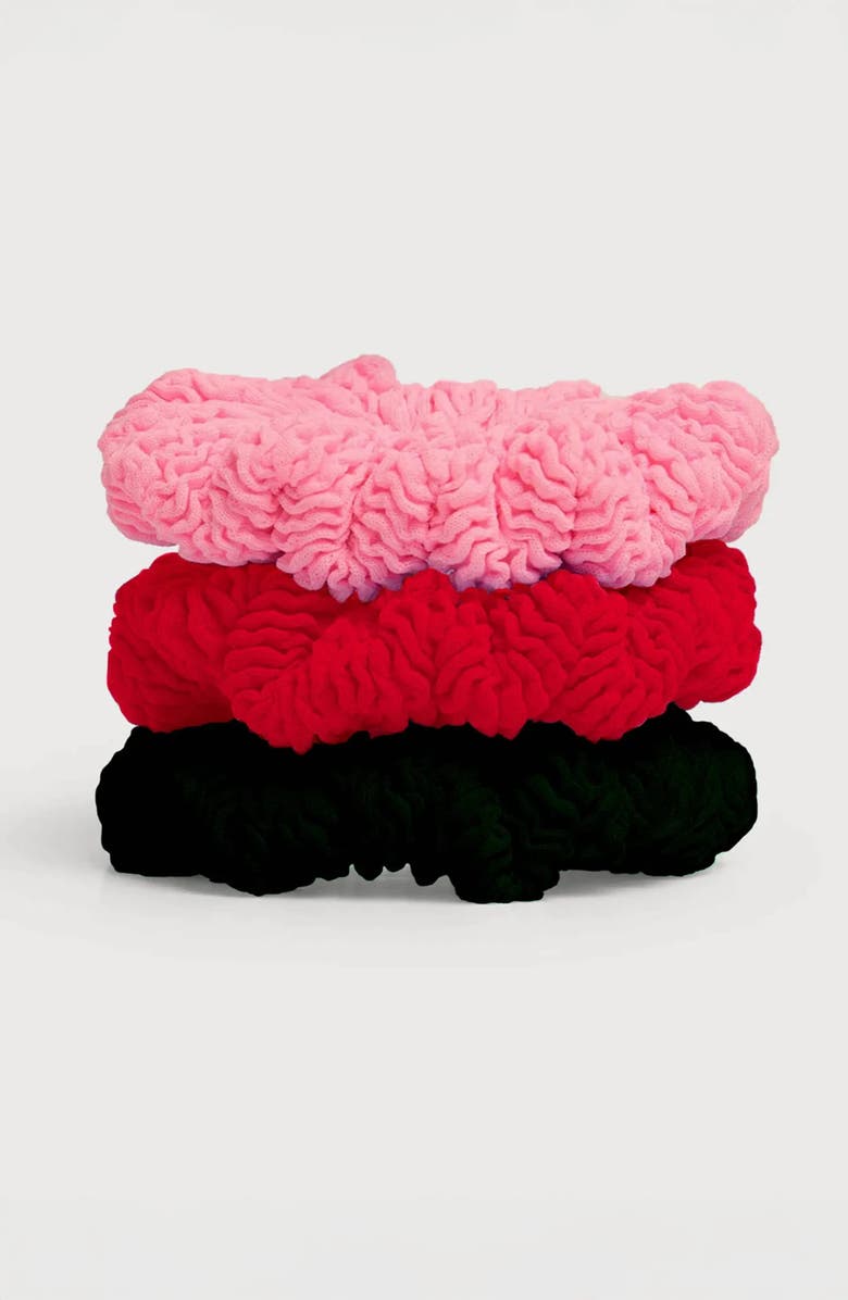 Limeapple Crinkle Hair Scrunchie 3 Piece Set, Main, color, Red Multi