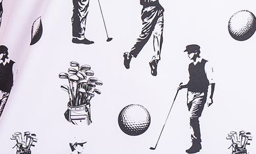 Maceoo Ascension0039 White Golfer Print Stretch Nylon Polo In White