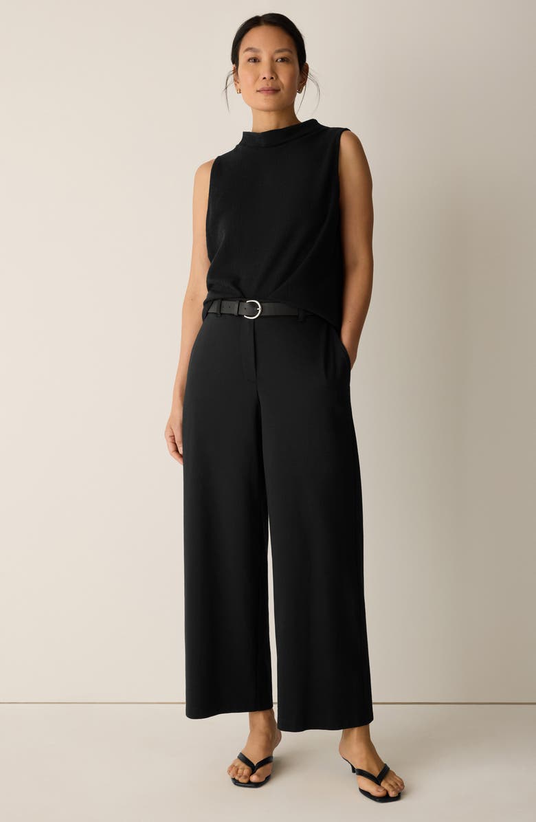 Eileen Fisher High Waist Ankle Wide Leg Pants, Alternate, color, Black