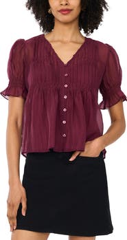 Vince Camuto Pintuck Chiffon Top
