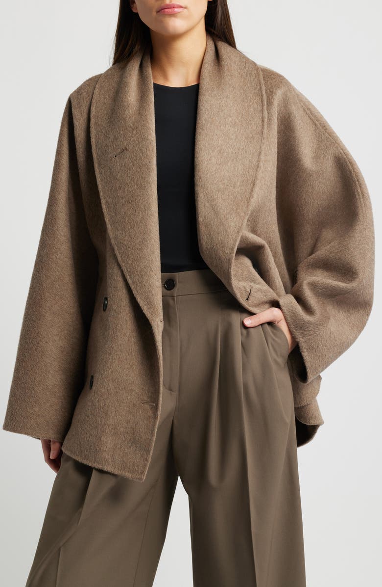 COS Double Face Wool Blend Peacoat, Main, color,