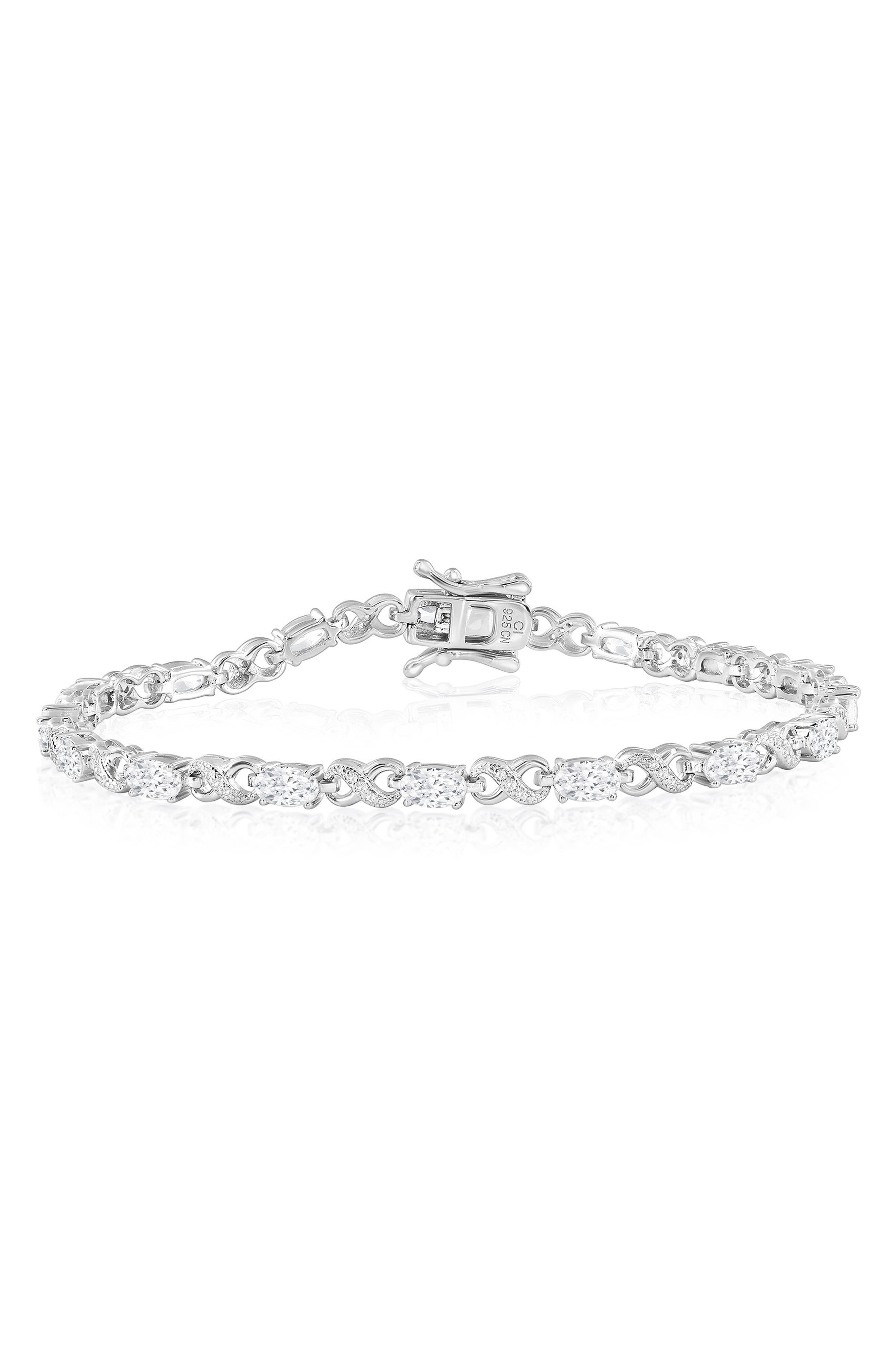 Sterling Silver Oval & Infinity Cubic Zirconia Bracelet