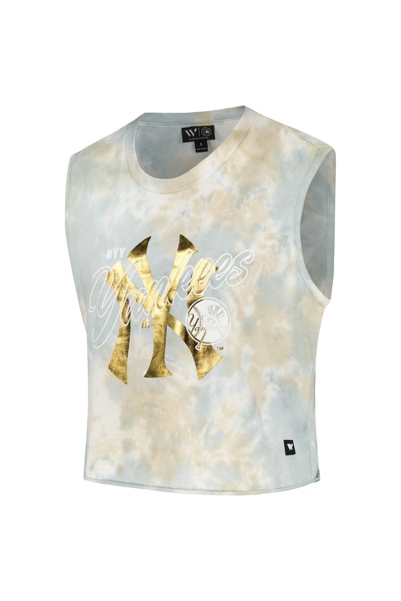 Women's The Wild Collective White New York Yankees Washed Muscle Tank Top, Alternate, color, White