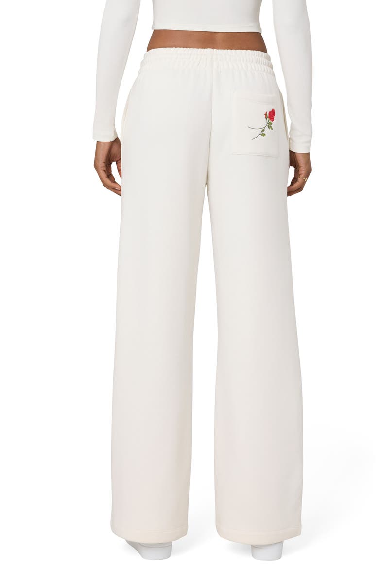 Cozy Crush Forever Embroidered Wide Leg Sweatpants, Alternate, color, JET STR ROSE
